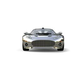 Amazing shiny silver super race car - front view photo