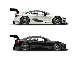 Shiny midnight black and clear white modern super race cars photo
