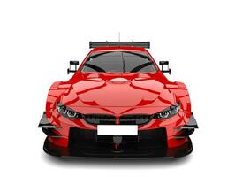 Scarlet red modern super race car - front view photo
