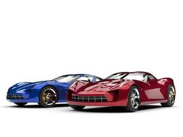 Metallic blue and red super sports concept cars photo