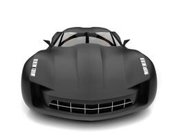 Matte black modern super sports concept car - front view extreme closeup shot photo