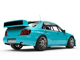 Light turquoise modern GT race car - back view photo