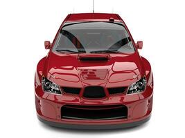 Crimson red modern GT race car - front view photo