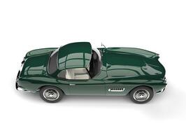 Racing green vintage sports car - top down side view photo