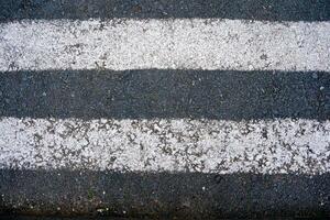pedestrian crossing, white stripes on black asphalt, road markings zebra crossing, place to cross the road, traffic rules photo