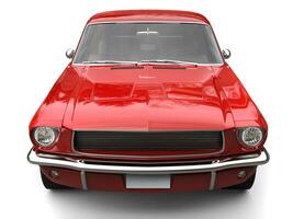 Crimson red American vintage muscle car - front view photo