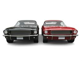 Amazing vintage American muscle cars - red and black photo