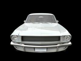 Clear white vintage American muscle car - front view photo