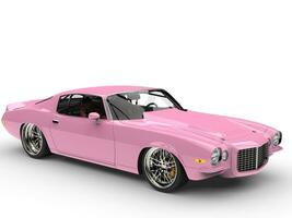 Pretty pink vintage American car photo