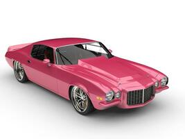 Metallic pink restored vintage American car photo