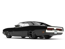 Pitch black American vintage muscle car - rear side view photo