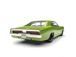 Bright green vintage American muscle car- tail view photo