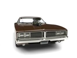 Chocolate brown vintage American muscle car - front view closeup shot photo