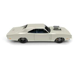 Cream colored vintage American muscle car - overhead side view photo