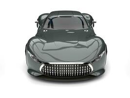 Metallic granite grey modern super sports car - top down front view photo