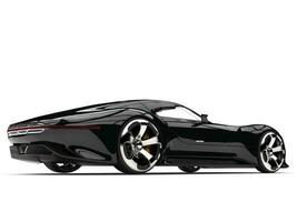 Jet black modern super sports car - side back view photo