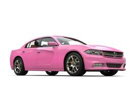 Bright pink modern fast city car photo