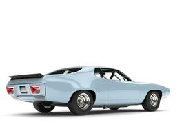 Pastel blue vintage race car - tail view photo