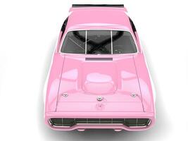 Bright pretty pink vintage race car - top down view photo