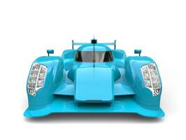 Modern cyan super race car - front view closeup shot photo