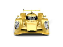 Golden yellow modern super race car - front view photo