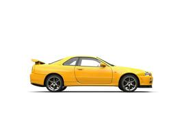 Bright yellow modern urban sports car - side view photo