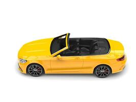 Cyber yellow modern convertible luxury car - top down side view photo