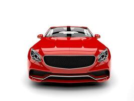 Beautiful red luxury modern convertible car - front view photo