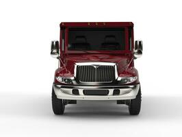 Dark red armored transport car - front view photo