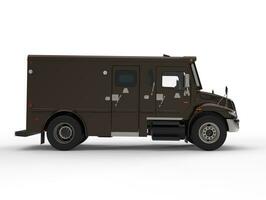 Dark brown armored transport car - side view photo