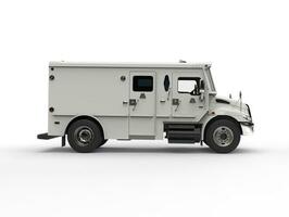 White armored transport van - side view photo