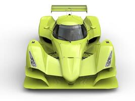 Mad green super sports racing car - top down front view photo