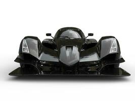 Modern black super sports race car - front view closeup shot photo