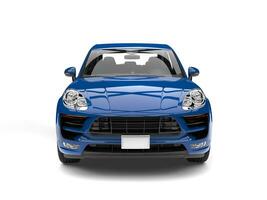 Modern blue family car - front view photo