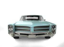 Pastel blue vintage car - front view photo