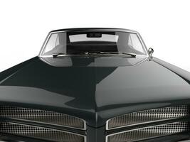 Dark shiny gray vintage car - hood closeup shot photo