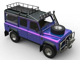 Crazy purple modern four wheel drive car - top down view photo