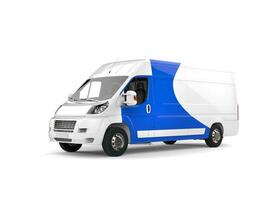 Big white delivery van with blue details photo