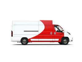 Big white delivery van with red details - side view photo