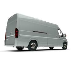 Dark metallic silver delivery van - back view photo