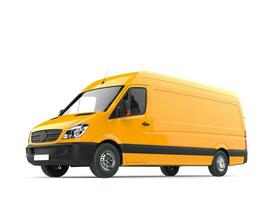 Modern yellow delivery van photo