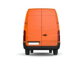 Orange delivery van - back view photo