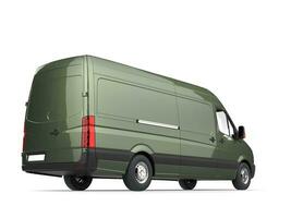 Metallic green modern delivery van - back view photo