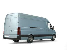 Metallic pale blue delivery van - back view photo