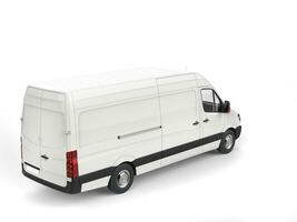 Clean white modern delivery van - top down view photo