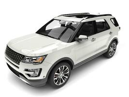 Clear white modern SUV - top down closeup shot photo