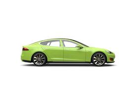 Fresh lime green electric sports car - side view photo