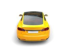 Summer sun yellow electric sports car - back view photo