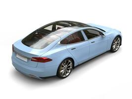 Pastel blue modern electric sports car - tail view photo