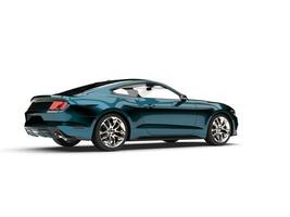 Metallic dark blue modern muscle car - tail view photo